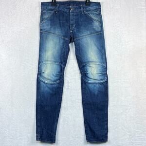VTG G STAR Raw 3D Low Tapered Jeans Men 34x34 (36x34) Distressed Faded Moto Rock
